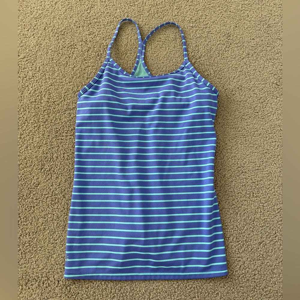 Athleta Girl purple tank top with green stripes